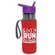 a transparent smoke bottle & violet lid & red insulator the lifeguard - 24 oz pete bottle with flip straw lid