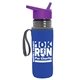 a transparent smoke bottle & violet lid & royal-blue insulator the lifeguard - 24 oz pete bottle with flip straw lid