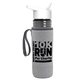 a transparent smoke bottle & white lid & heather gray insulator the lifeguard - 24 oz pete bottle with flip straw lid