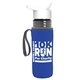 a transparent smoke bottle & white lid & royal-blue insulator the lifeguard - 24 oz pete bottle with flip straw lid