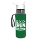 a transparent smoke bottle & white lid & green insulator the lifeguard - 24 oz pete bottle with flip straw lid