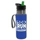 a transparent smoke bottle & black-with-green-spout lid & royal-blue insulator the lifeguard - 24 oz pete bottle with flip straw lid