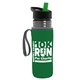 a transparent smoke bottle & black-with-green-spout lid & green insulator the lifeguard - 24 oz pete bottle with flip straw lid