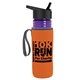 a transparent violet bottle & black lid & orange insulator the lifeguard - 24 oz pete bottle with flip straw lid