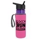 a transparent violet bottle & black lid & hot pink insulator the lifeguard - 24 oz pete bottle with flip straw lid