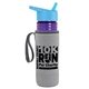 a transparent violet bottle & cyan lid & heather gray insulator the lifeguard - 24 oz pete bottle with flip straw lid