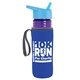 a transparent violet bottle & cyan lid & royal-blue insulator the lifeguard - 24 oz pete bottle with flip straw lid