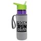 a transparent violet bottle & lime green lid & heather gray insulator the lifeguard - 24 oz pete bottle with flip straw lid