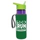 a transparent violet bottle & lime green lid & green insulator the lifeguard - 24 oz pete bottle with flip straw lid