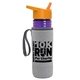 a transparent violet bottle & orange lid & heather gray insulator the lifeguard - 24 oz pete bottle with flip straw lid