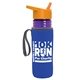 a transparent violet bottle & orange lid & royal-blue insulator the lifeguard - 24 oz pete bottle with flip straw lid