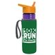 a transparent violet bottle & orange lid & green insulator the lifeguard - 24 oz pete bottle with flip straw lid