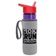 a transparent violet bottle & red lid & heather gray insulator the lifeguard - 24 oz pete bottle with flip straw lid