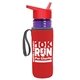 a transparent violet bottle & red lid & red insulator the lifeguard - 24 oz pete bottle with flip straw lid