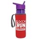 a transparent violet bottle & violet lid & red insulator the lifeguard - 24 oz pete bottle with flip straw lid