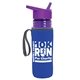 a transparent violet bottle & violet lid & royal-blue insulator the lifeguard - 24 oz pete bottle with flip straw lid