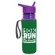a transparent violet bottle & violet lid & green insulator the lifeguard - 24 oz pete bottle with flip straw lid
