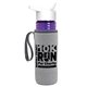 a transparent violet bottle & white lid & heather gray insulator the lifeguard - 24 oz pete bottle with flip straw lid