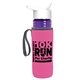 a transparent violet bottle & white lid & hot pink insulator the lifeguard - 24 oz pete bottle with flip straw lid
