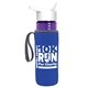 a transparent violet bottle & white lid & royal-blue insulator the lifeguard - 24 oz pete bottle with flip straw lid