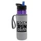 a transparent violet bottle & black-with-blue-spout lid & heather gray insulator the lifeguard - 24 oz pete bottle with flip straw lid