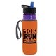 a transparent violet bottle & black-with-blue-spout lid & orange insulator the lifeguard - 24 oz pete bottle with flip straw lid