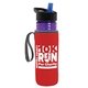 a transparent violet bottle & black-with-blue-spout lid & red insulator the lifeguard - 24 oz pete bottle with flip straw lid