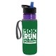 a transparent violet bottle & black-with-blue-spout lid & green insulator the lifeguard - 24 oz pete bottle with flip straw lid