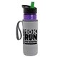 a transparent violet bottle & black-with-green-spout lid & heather gray insulator the lifeguard - 24 oz pete bottle with flip straw lid