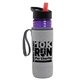 a transparent violet bottle & black-with-red-spout lid & heather gray insulator the lifeguard - 24 oz pete bottle with flip straw lid