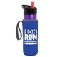 a transparent violet bottle & black-with-red-spout lid & royal-blue insulator the lifeguard - 24 oz pete bottle with flip straw lid