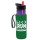 a transparent violet bottle & black-with-red-spout lid & green insulator the lifeguard - 24 oz pete bottle with flip straw lid