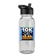 aerial view a black lid & clear bottle cadet - 18 oz tritan(tm) bottle with flip straw lid and digital imprint, image 1 of 2