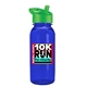a green lid & transparent blue bottle cadet - 18 oz tritan(tm) bottle with flip straw lid and digital imprint
