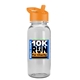 aerial view a orange lid & clear bottle cadet - 18 oz tritan(tm) bottle with flip straw lid and digital imprint, image 1 of 2