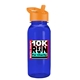 a orange lid & transparent blue bottle cadet - 18 oz tritan(tm) bottle with flip straw lid and digital imprint