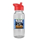 aerial view a red lid & clear bottle cadet - 18 oz tritan(tm) bottle with flip straw lid and digital imprint, image 1 of 2