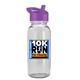 aerial view a violet lid & clear bottle cadet - 18 oz tritan(tm) bottle with flip straw lid and digital imprint, image 1 of 2