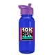 a violet lid & transparent blue bottle cadet - 18 oz tritan(tm) bottle with flip straw lid and digital imprint