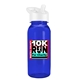 aerial view a white lid & transparent blue bottle cadet - 18 oz tritan(tm) bottle with flip straw lid and digital imprint, image 1 of 2