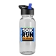 aerial view a black with blue spout lid & clear bottle cadet - 18 oz tritan(tm) bottle with flip straw lid and digital imprint, image 1 of 2