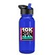 aerial view a black with blue spout lid & transparent blue bottle cadet - 18 oz tritan(tm) bottle with flip straw lid and digital imprint, image 1 of 2