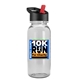 aerial view a black with red spout lid & clear bottle cadet - 18 oz tritan(tm) bottle with flip straw lid and digital imprint, image 1 of 2