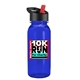a black with red spout lid & transparent blue bottle cadet - 18 oz tritan(tm) bottle with flip straw lid and digital imprint