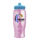 a cyan lid & transparent-pink bottle poly - pure - 27 oz transparent bottle with push pull lid and digital imprint