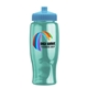 a cyan lid & transparent teal bottle poly - pure - 27 oz transparent bottle with push pull lid and digital imprint