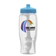 a cyan lid & clear bottle poly - pure - 27 oz transparent bottle with push pull lid and digital imprint