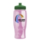 a green lid & transparent-pink bottle poly - pure - 27 oz transparent bottle with push pull lid and digital imprint