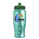 a green lid & transparent teal bottle poly - pure - 27 oz transparent bottle with push pull lid and digital imprint