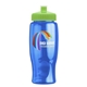 a lime-green lid & transparent blue bottle poly - pure - 27 oz transparent bottle with push pull lid and digital imprint